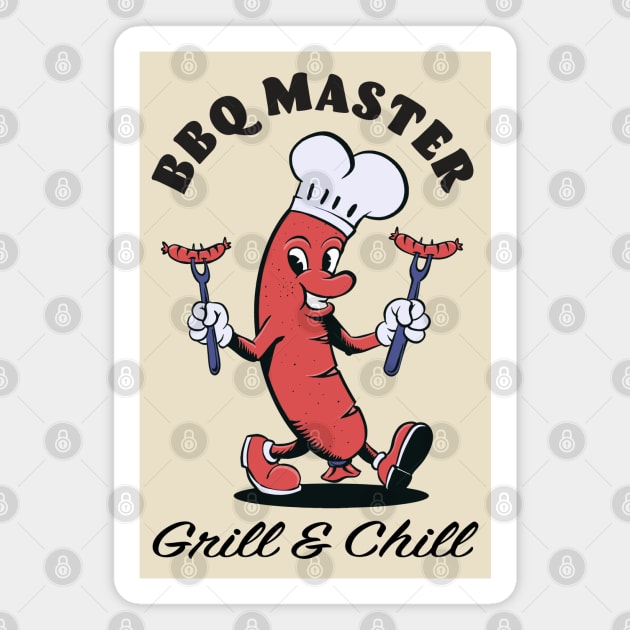 Grill Master BBQ Chef Magnet by Black Tee Inc